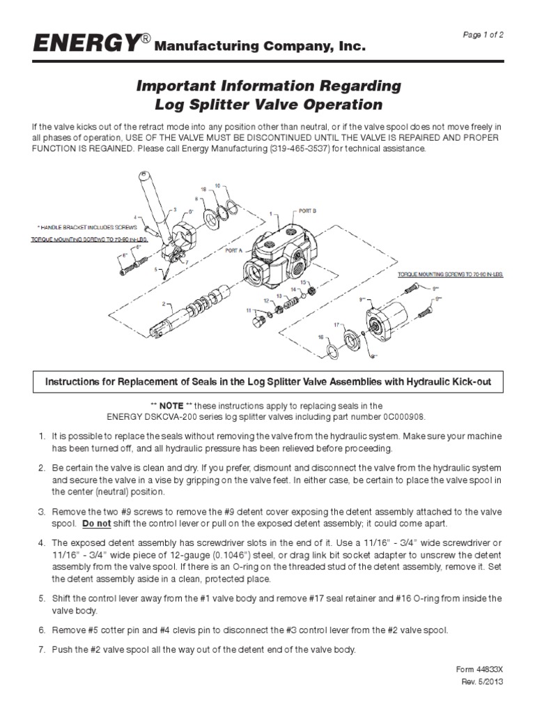 Energy: Important Information Regarding Log Splitter Valve Operation ...