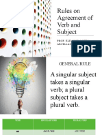 Rules On Agreement of Verb and Subject: Prof. Eleanor Sotto Arcillas