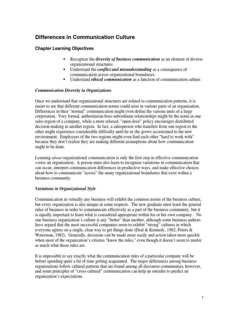 Communication Culture in Organizations | PDF | Organizational Culture ...