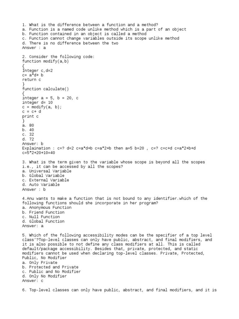 Difference between function and method in programming | PDF | Scope ...