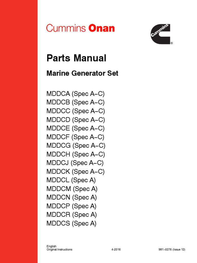 MDD Series Parts Manual | PDF | Electric Generator | Pump