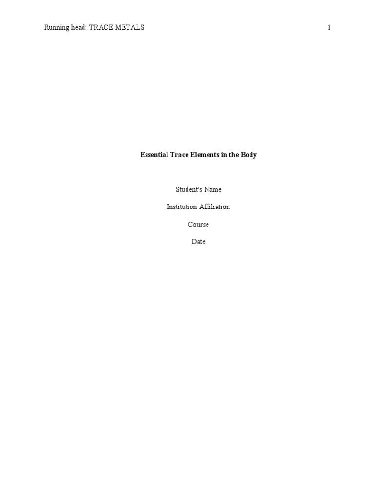 Essential Trace Elements in Human Health | PDF | Iron | Metabolism