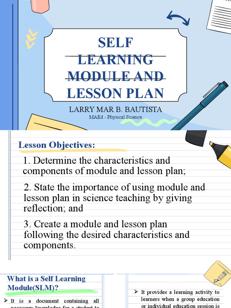 Self Learning Module and Lesson Plan: Larry Mar B. Bautista | PDF ...