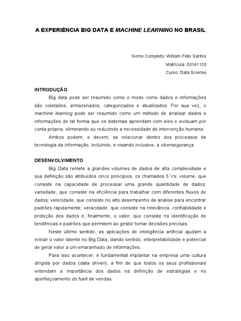 Big Data e Machine Learning no Brasil | PDF | Aprendizado de máquina ...