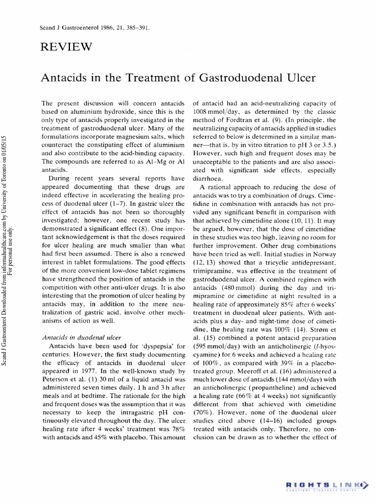 Review Antacids in The Treatment of Gastroduodenal Ulcer PDF