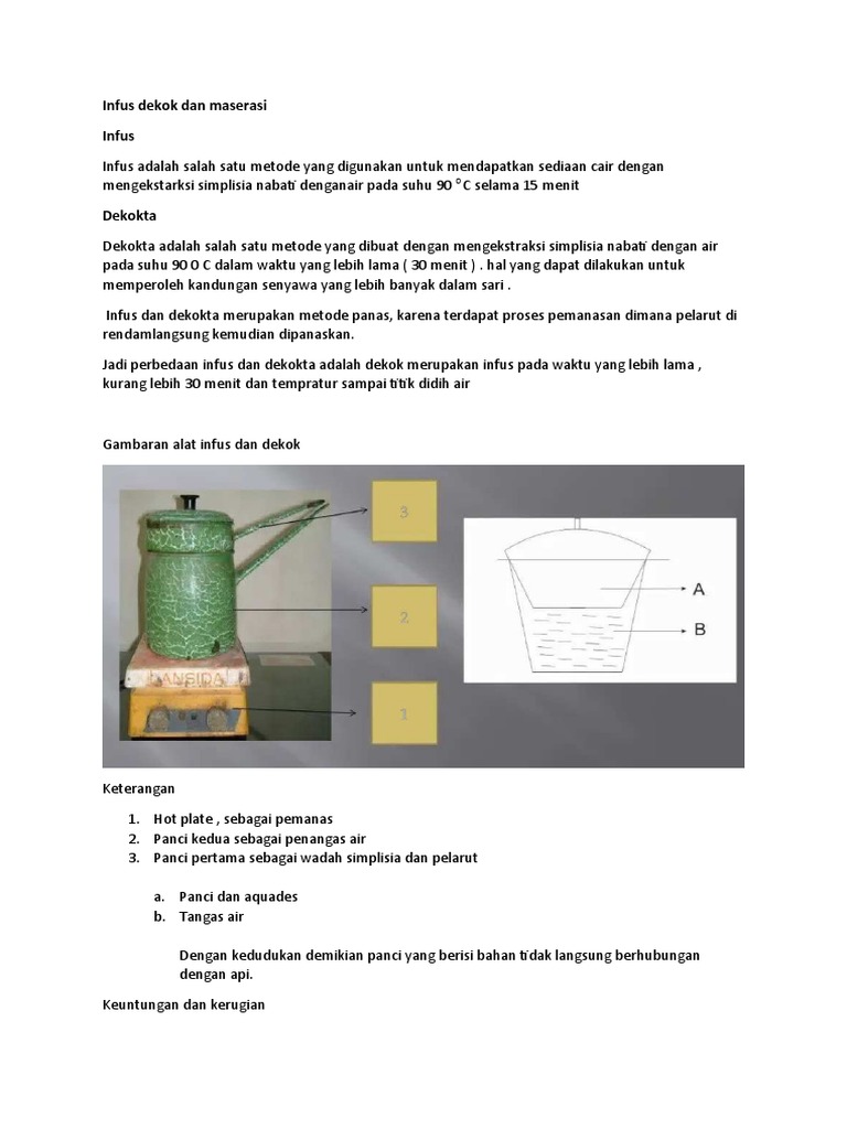 Metode Infus dan Dekokta dalam Ekstraksi | PDF | Memasak, Makanan ...