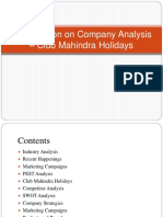 Presentation On Company Analysis - Club Mahindra Holidays
