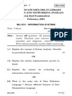 Post Graduate Diploma in Library Automation and Networking (Pgdlan) Term-End Examination February, 2021 Mli-003: Information Systems