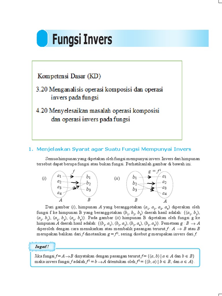 Syarat Fungsi Mempunyai Invers | PDF