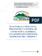 Plan de Vigilancia y Control Del COVID-19 Version 7 - VYC QUISHUAR SJ. SS - GG SRL..