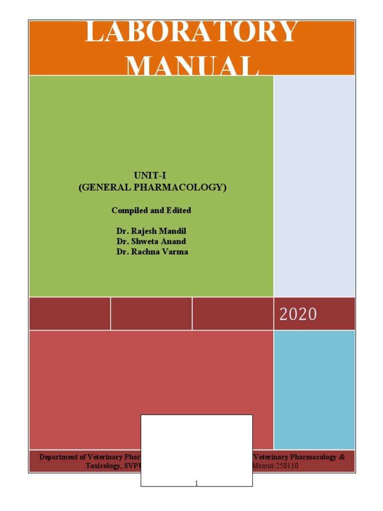 Vet Pharmacology Lab Manual Unit 1 PDF Solution Tablet (Pharmacy)