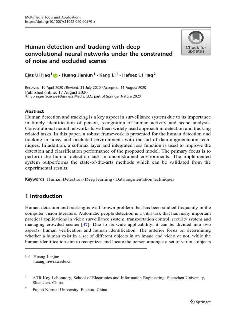Human Detection and Tracking With Deep Convolutional Neural Networks ...