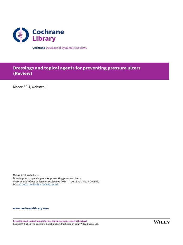 Dressings and Topical Agents For Preventing Pressure Ulcers (Review