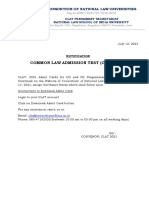 Common Law Admission Test (Clat) 2021: Consortium of National Law Universities