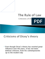 Criticisms of Dicey's Theory