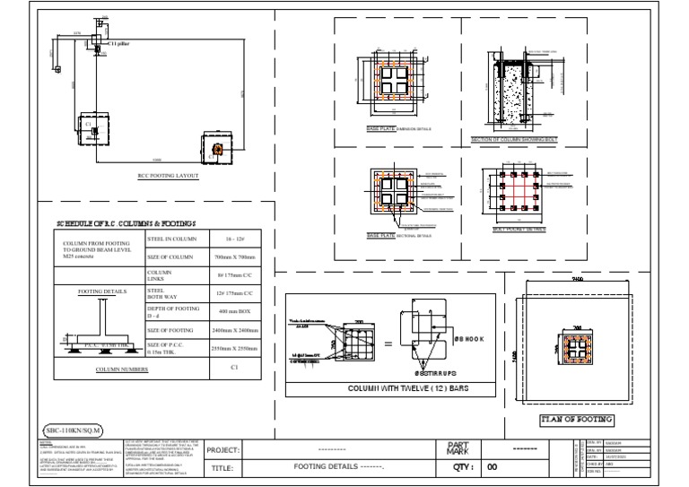 RCC Column and Footing Details | PDF | Column | Architectural Elements