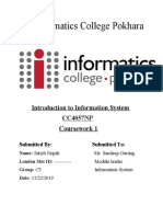 Informatics College Pokhara: Introduction To Information System Coursework 1
