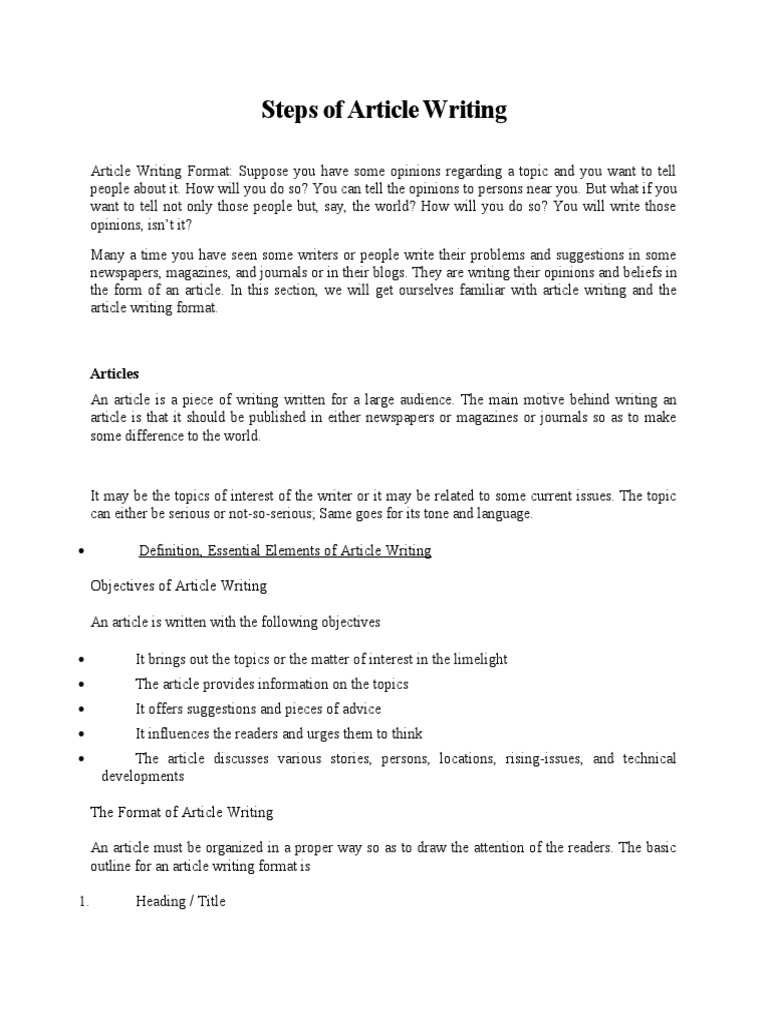 Article Writing Steps and Format | PDF | Writers | Communication
