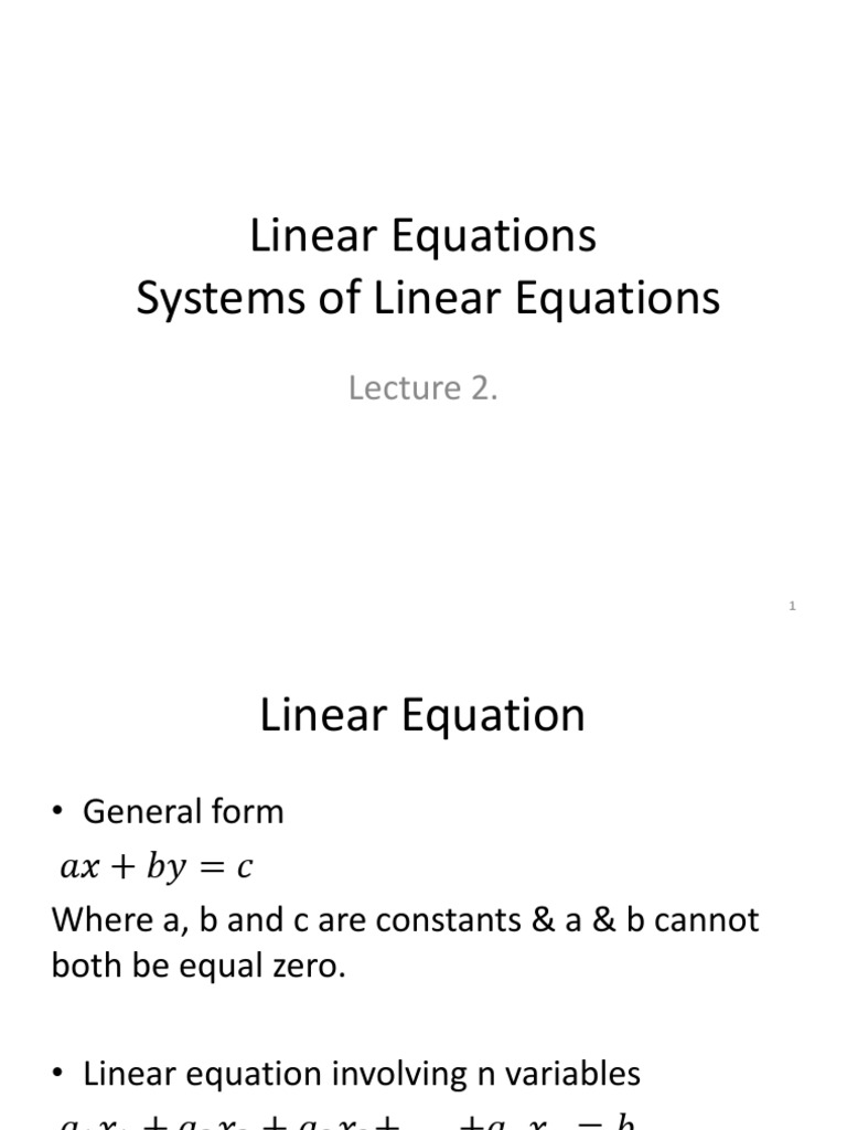 LInear Equations & Systems of Linear Equations | PDF