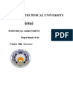 Ethiopia Technical University Abi Data Base