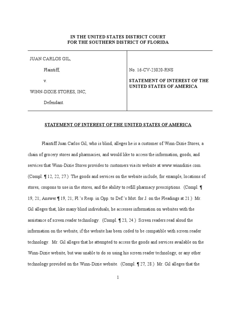 Gil V Winn Dixie (SD Fla) PDF