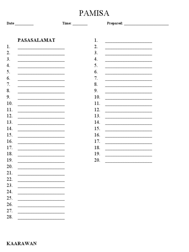 Pamisa Sheet | PDF