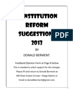 Constitution Reform Suggestions 2013: BY Donald Berment