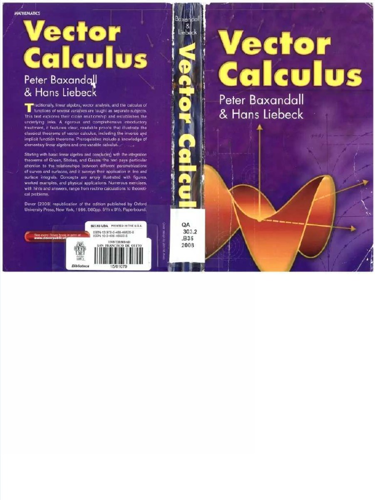 Pdf Vector Calculus By Peter Baxandall Z Liborgpdf Compress Pdf