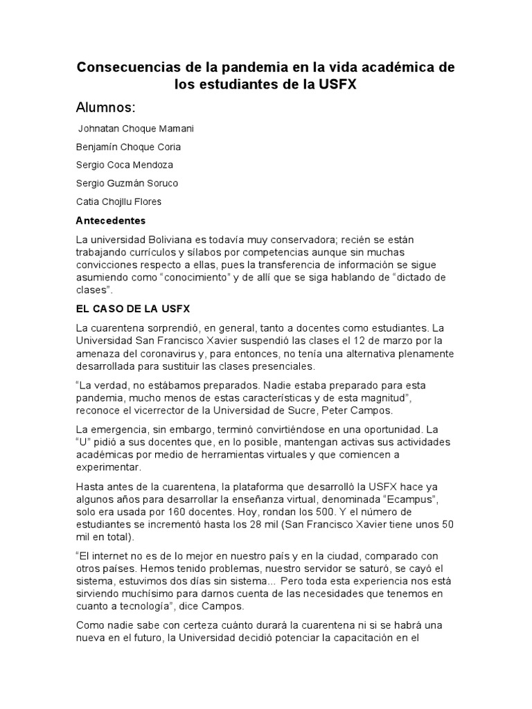 Consecuencias de La Pandemia en La Vida | PDF | Internet | Science
