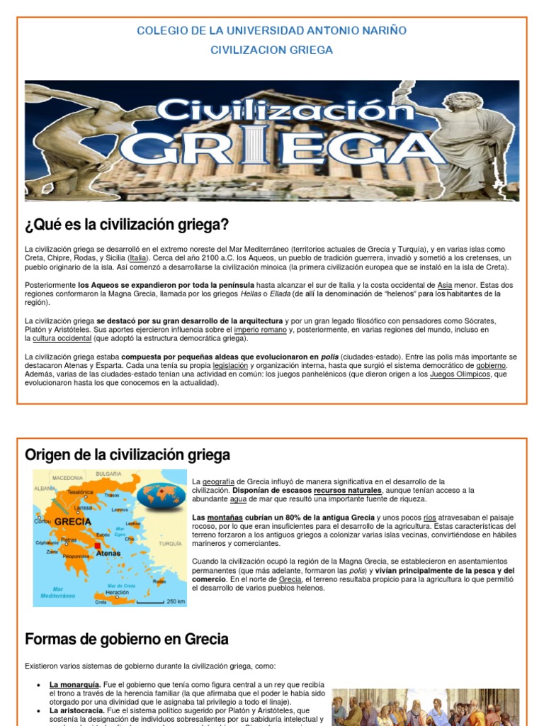 Mapa Conceptual de la Civilización Griega | PDF | Antigua Grecia | Zeus