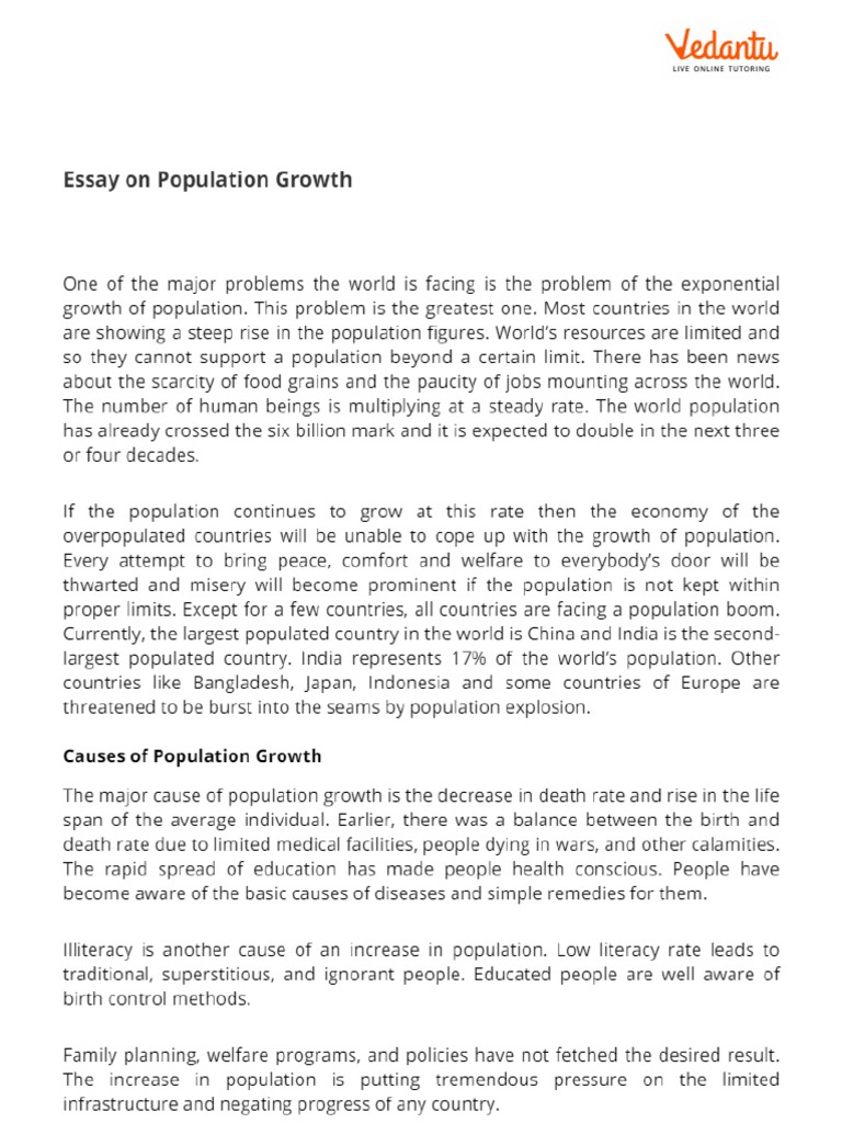 population growth essay outline