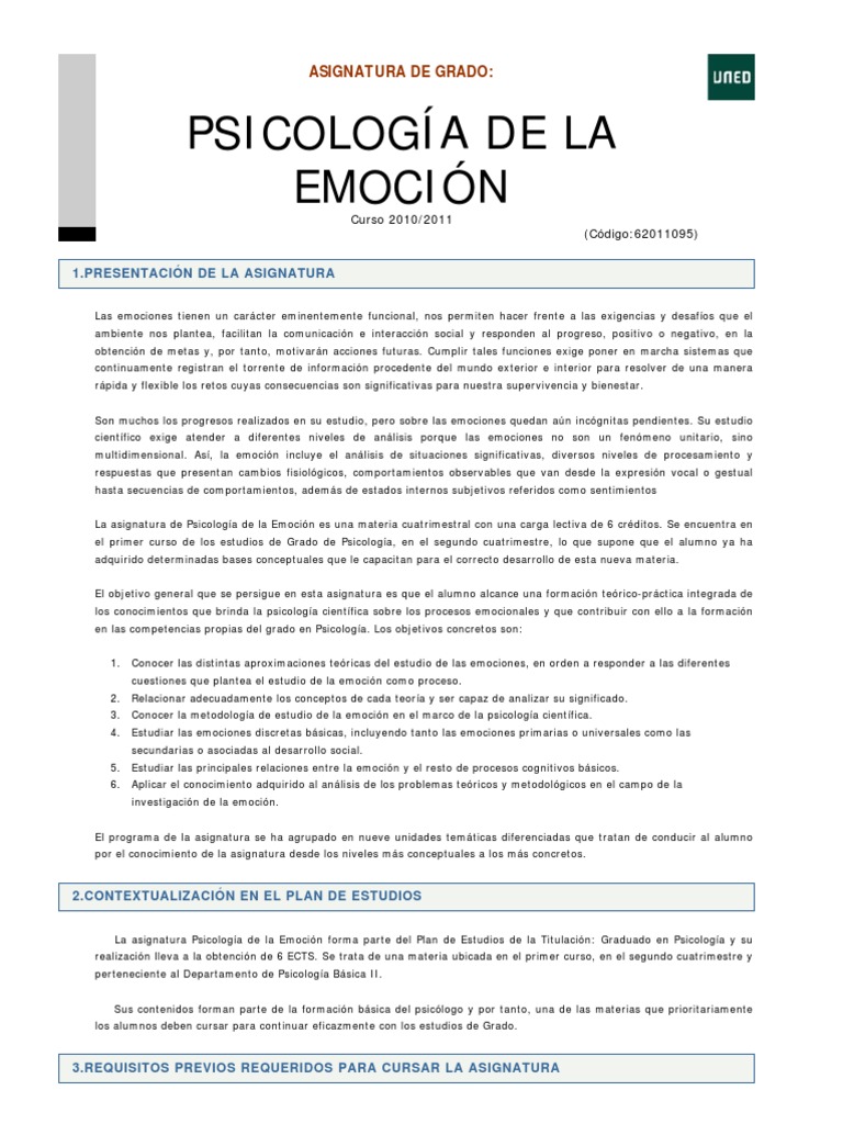 Psicología de la Emoción: Fundamentos y Teorías | PDF | Las emociones ...