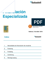 Financiación Especializada: Valencia, 14 de Abril 2016