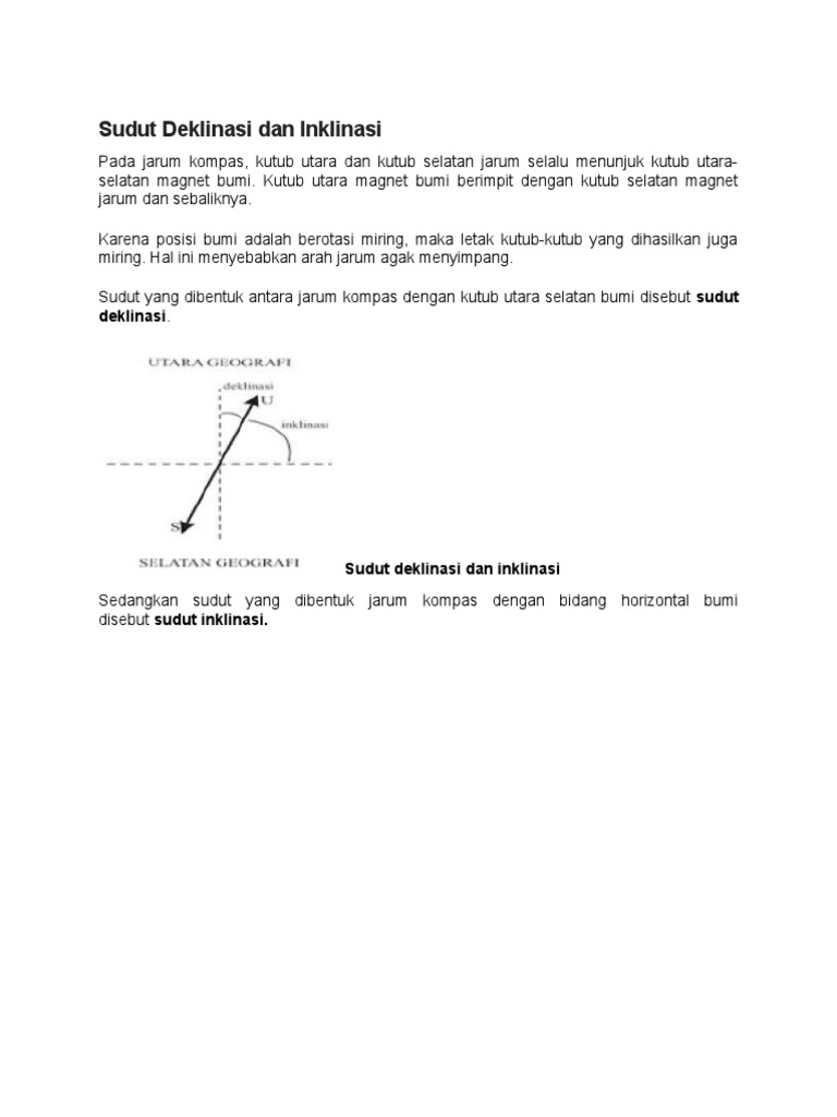 Pertemuan II Sudut Deklinasi Dan Inklinasi | PDF