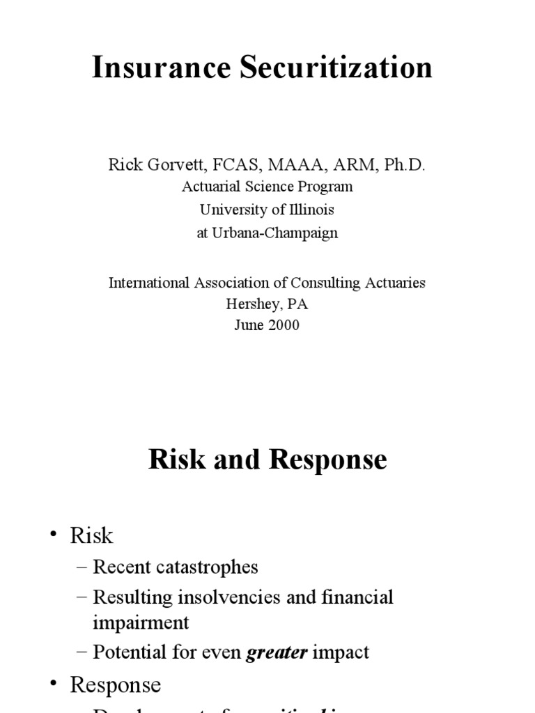 Insurance Securitization Overview | PDF | Securitization | Financial Risk