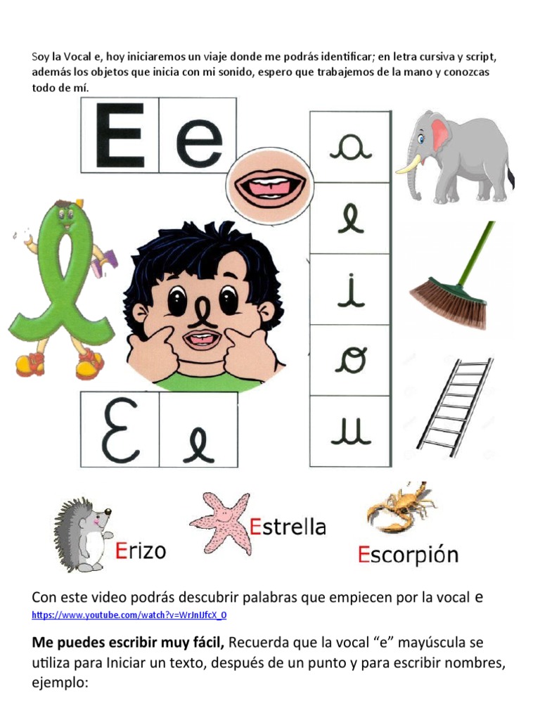 Actividades educativas con la vocal E | PDF | Artes del Lenguaje y ...