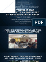 Mga Teknik at Mga Estratehiya Sa Pagtuturo NG Filipino Sa Ika-21 Siglo