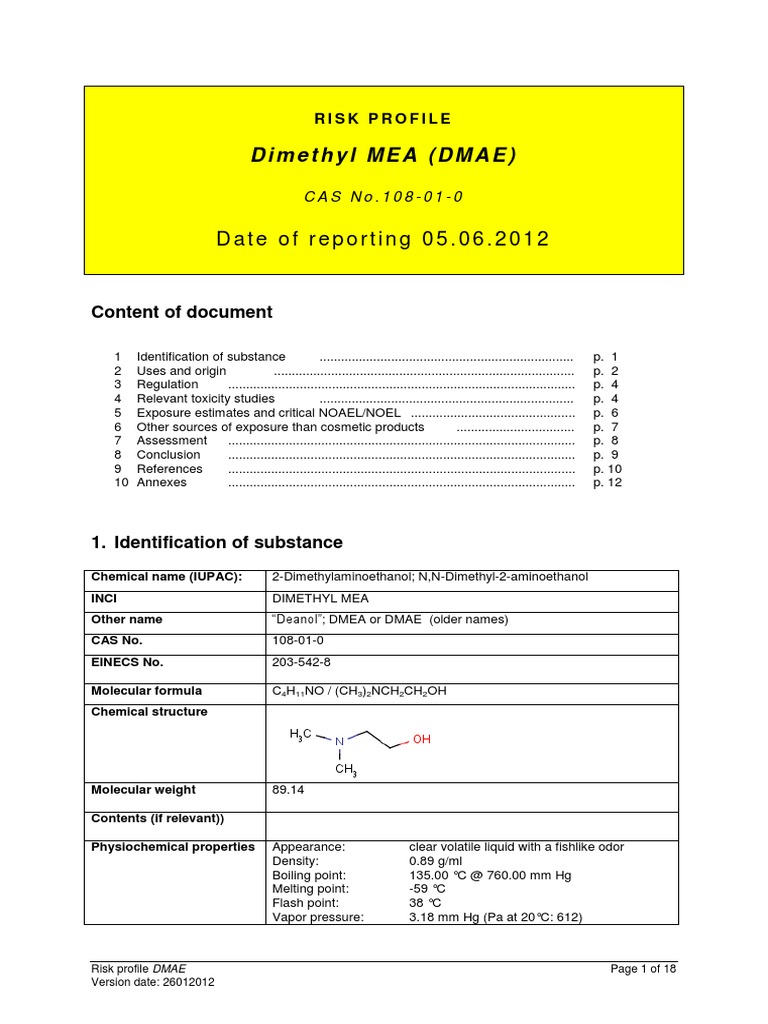 DMAE PDF Toxicity Dose (Biochemistry)
