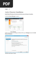 Lab - 1 Active Directory Installation