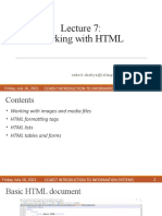 Working With HTML: Friday, July 16, 2021 Cc4057 Introduction To Information Systems 1