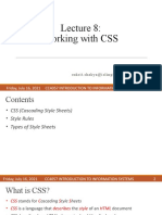 Working With CSS: Friday, July 16, 2021 Cc4057 Introduction To Information Systems 1