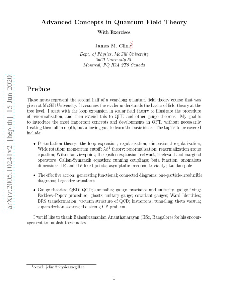 Advanced Quantum Field Theory Notes | PDF | Gauge Theory | Quantum ...