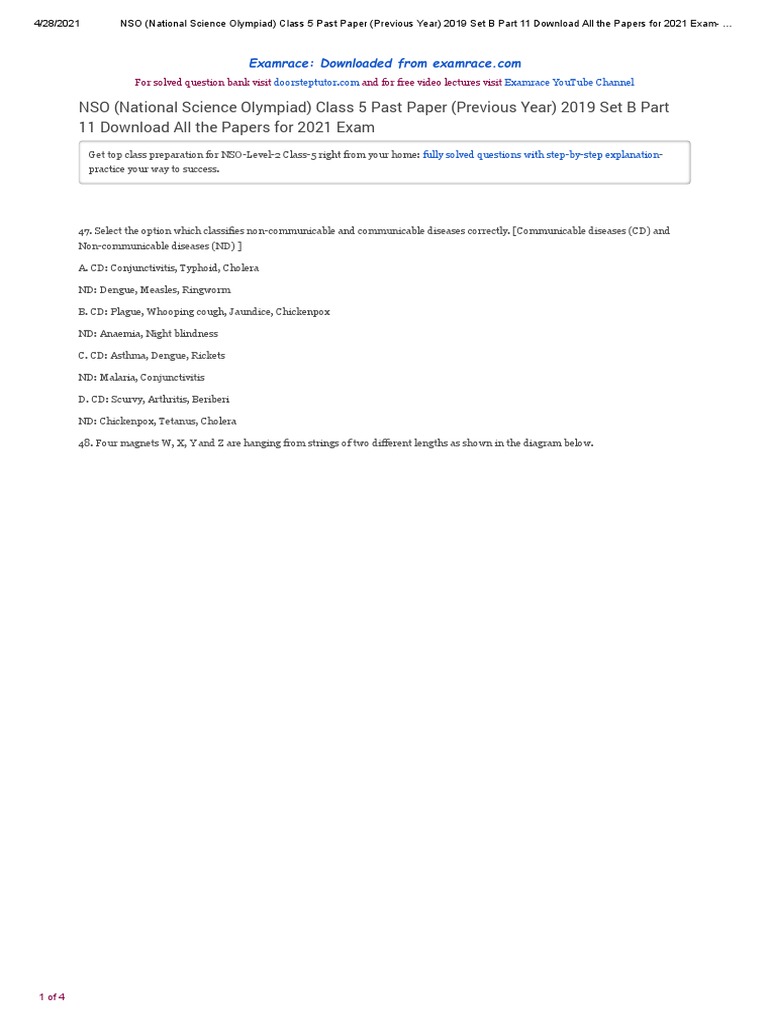 NSO Level 1 Class 5 Question Paper 2019 Set B Part 11 | PDF | Moon ...