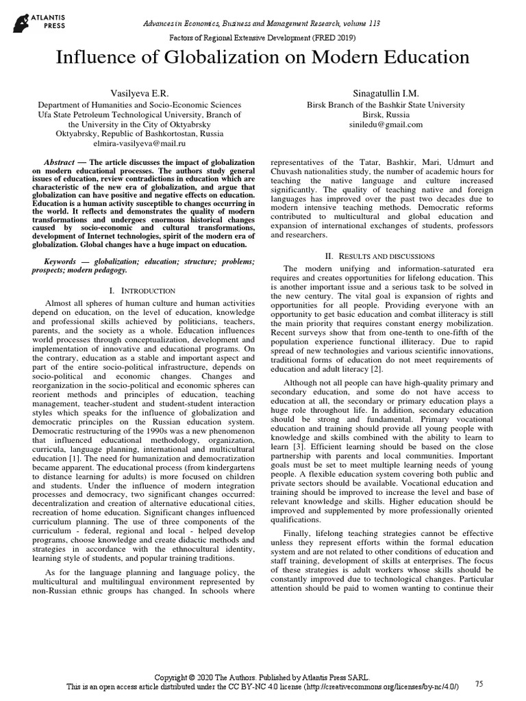 Influence of Globalization On Modern Education | PDF | Multiculturalism ...
