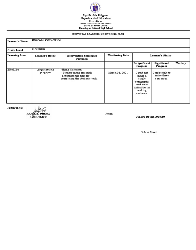 Department of Education: Republic of The Philippines | PDF