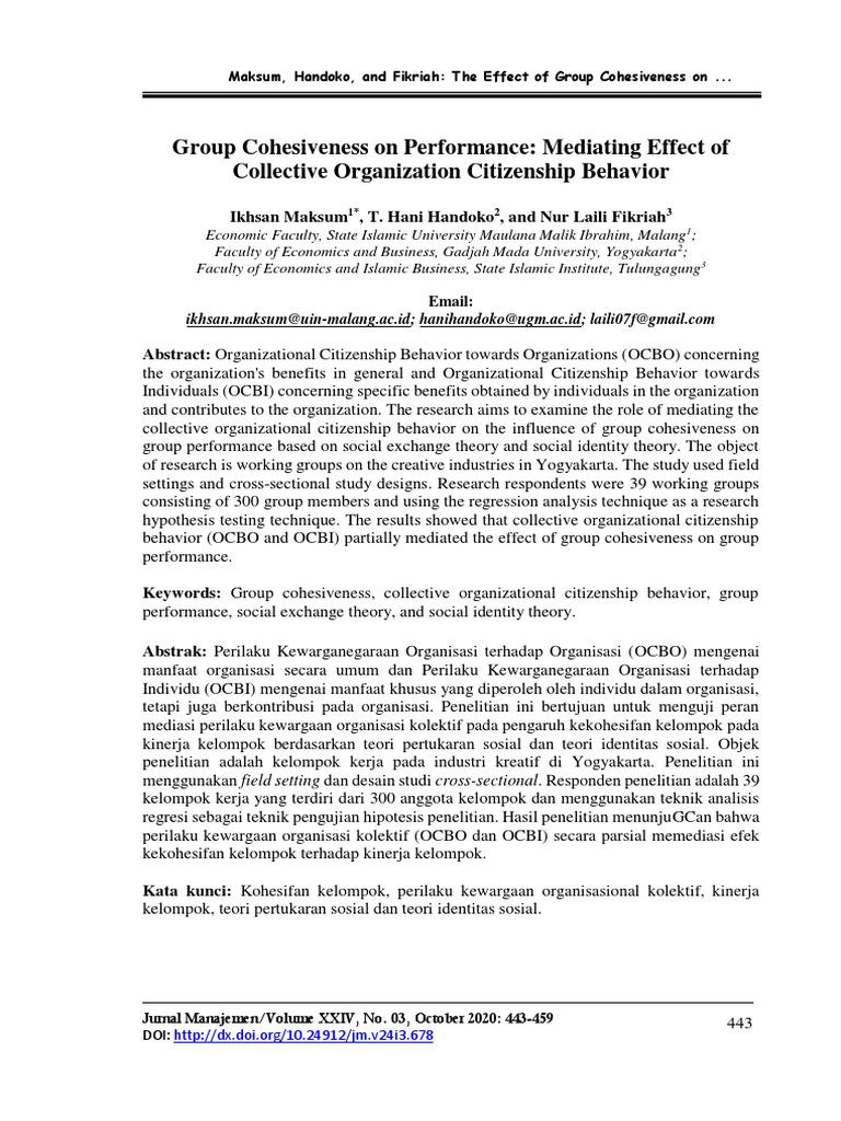 Group Cohesiveness and Performance Impact | PDF | Validity (Statistics ...