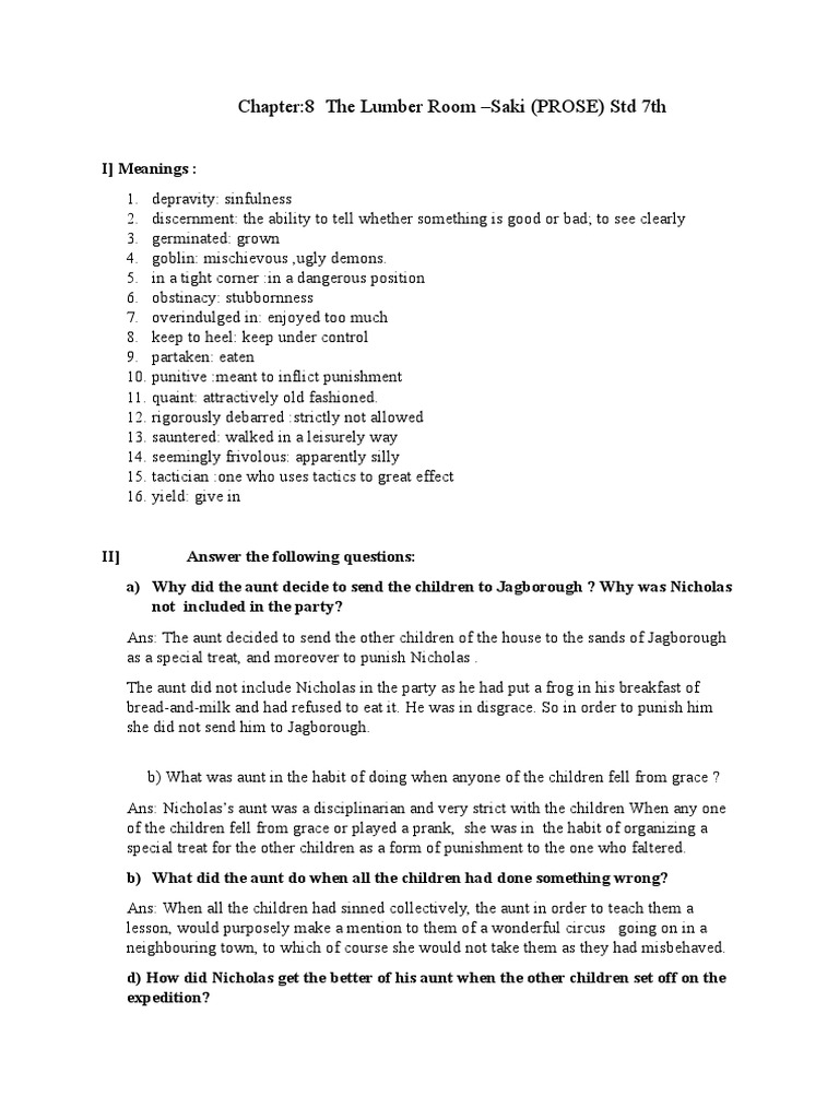 Chapter8 The Lumber Room Saki (PROSE) STD 7th PDF