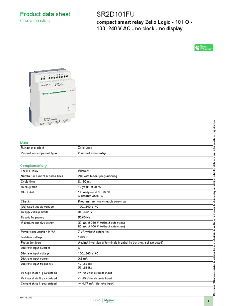 Zelio Logic SR2 - SR3 - SR2D101FU | PDF | Relay | Alternating Current