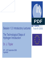 Session 1.3: Introductory Lectures The Technological Steps of Hydrogen Introduction