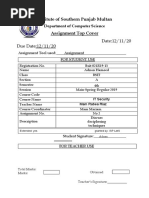 Date:12/11/20 Due Date:12/11/20: Institute of Southern Punjab Multan Assignment Top Cover